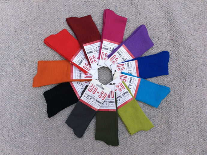 MoSo Bamboo Socks - Solid Colours  (4-7)