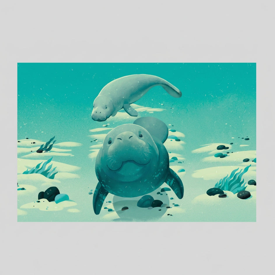 illustration of seal in seascape