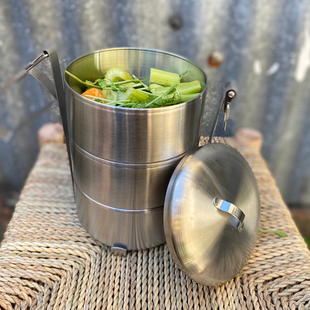 3 tier tiffin shown with food