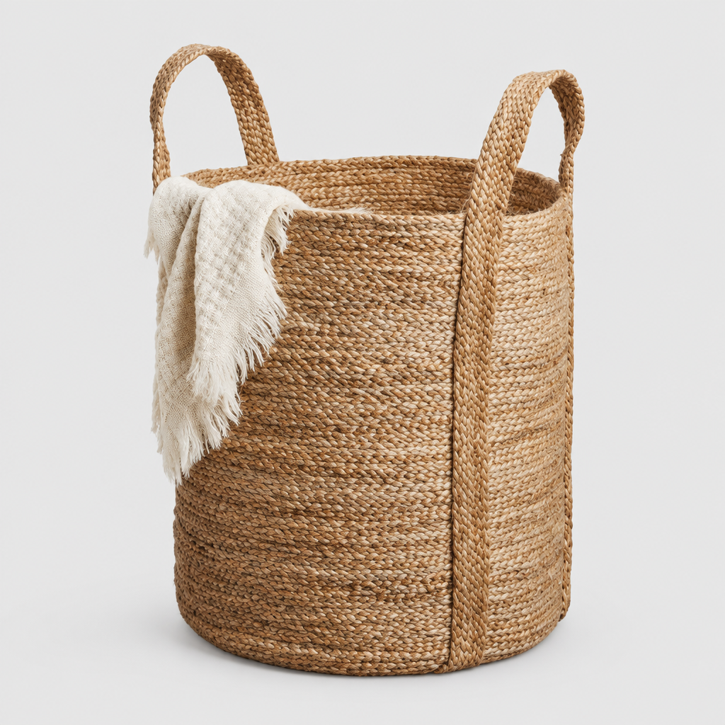 Natural jute braided basket