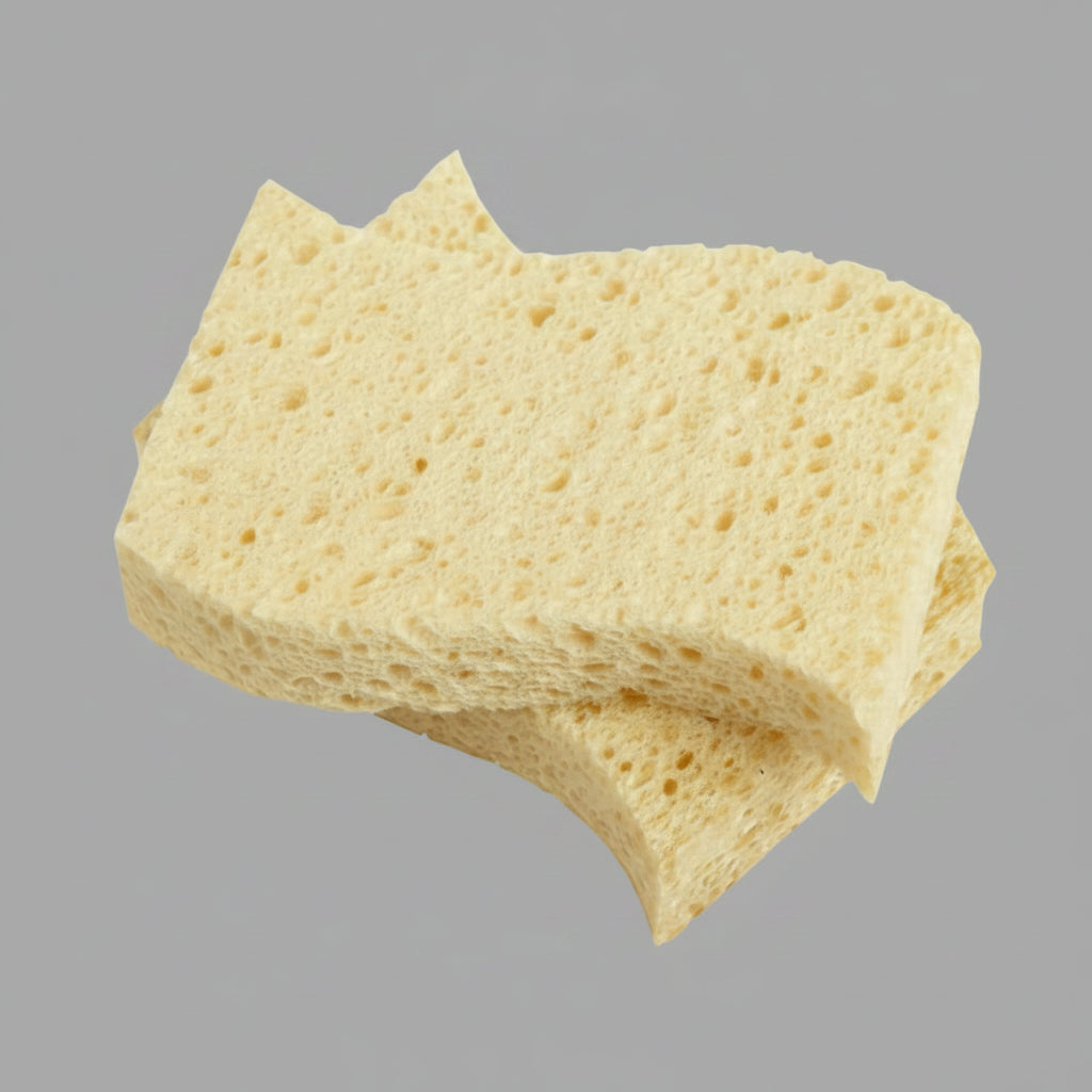 Yellow sponge on a white background