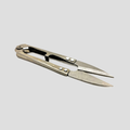 A pair of  metal scissors/ snips with a brushed silver finish 