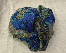 Recycled Silk Sari Scarf Online Blue