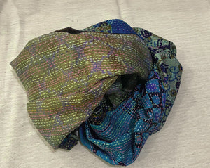 Recycled Silk Sari Scarf Online Blue