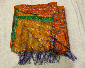 Recycled Silk Sari Scarf Online Orange