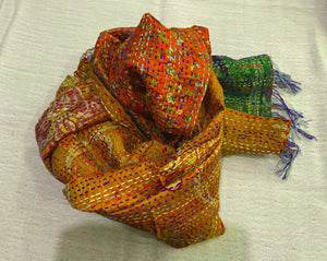 Recycled Silk Sari Scarf Online Orange