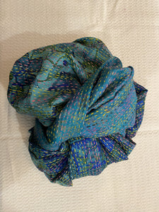 Recycled Silk Sari Scarf Online Turquoise
