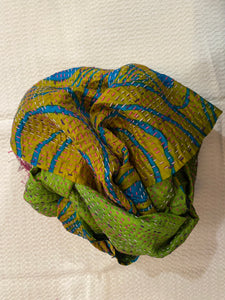 Recycled Silk Sari Scarf Online Green