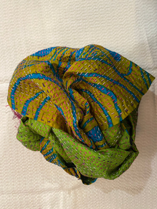 Recycled Silk Sari Scarf Online Green