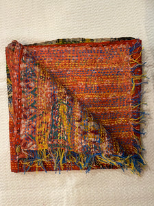 Recycled Silk Sari Scarf Online Rust / Orange Tones
