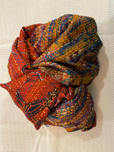 Recycled Silk Sari Scarf Online Rust / Orange Tones