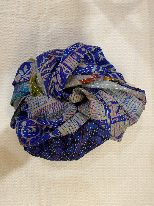 Recycled Silk Sari Scarf Online Blue