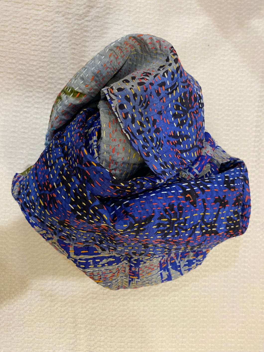 Recycled Silk Sari Scarf Online Blue