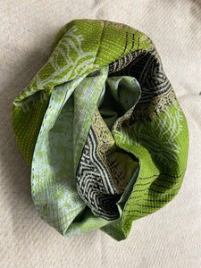 Recycled Silk Sari Scarf Online Green