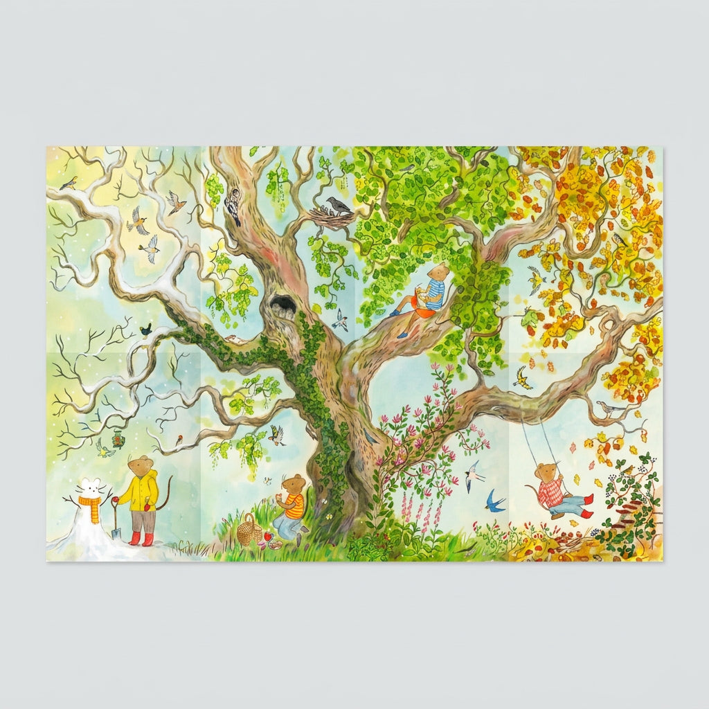 fold-out poster features woodland creatures and plants to spot – whether in the puzzle or in the wild.