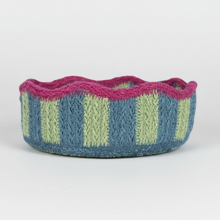 blue and green jute mini basket