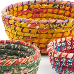 Multicolour Fabric and Grass Basket