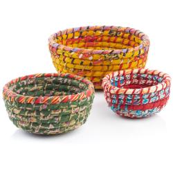 Multicolour Fabric and Grass Basket