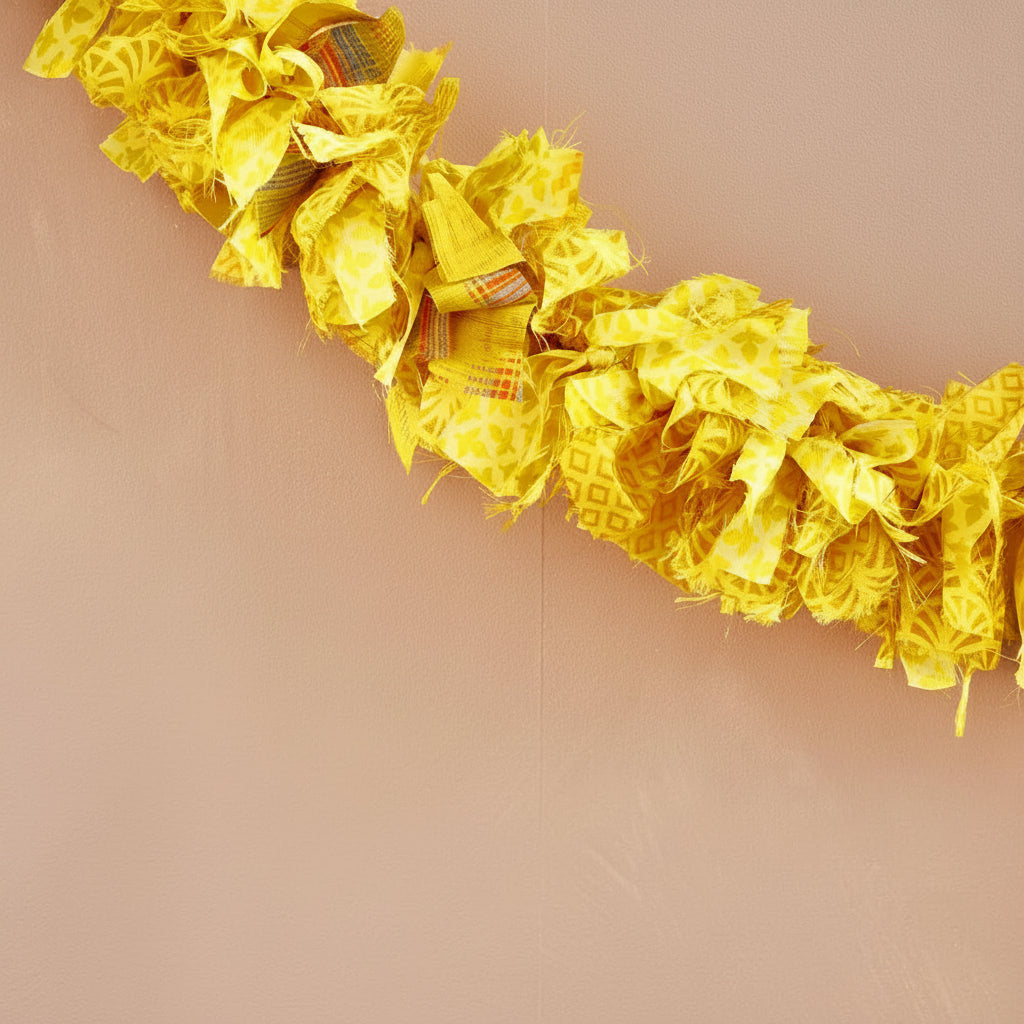 Decorative yellow fabric garland

