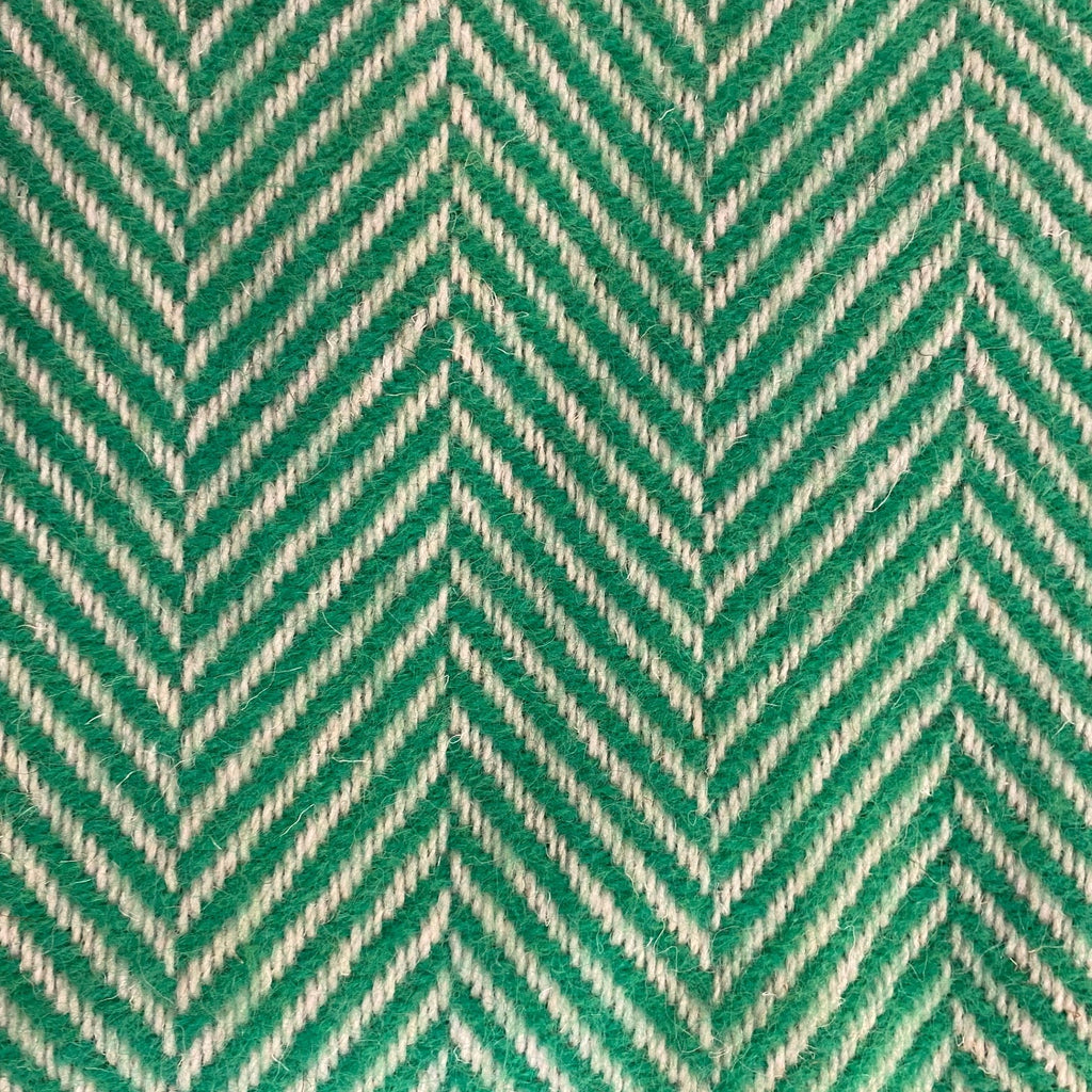 Green and beige herringbone pattern blanket