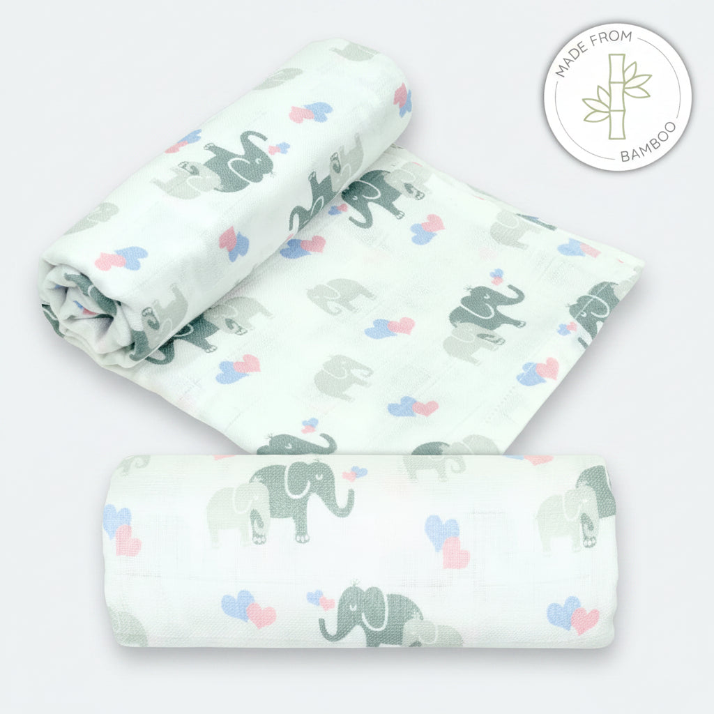 bamboo swaddle with elepahnt design