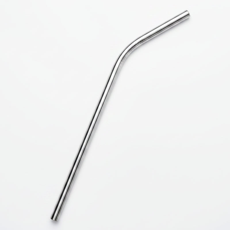 a bent stainless steel reusable straw