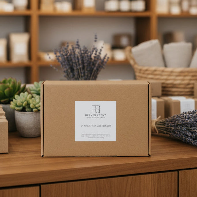 box of 20 tealights on a counter in a shop