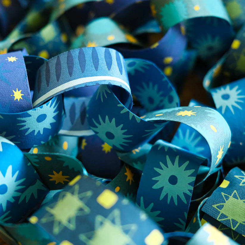 blue design paper chains