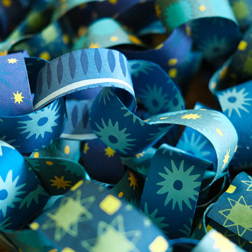blue design paper chains