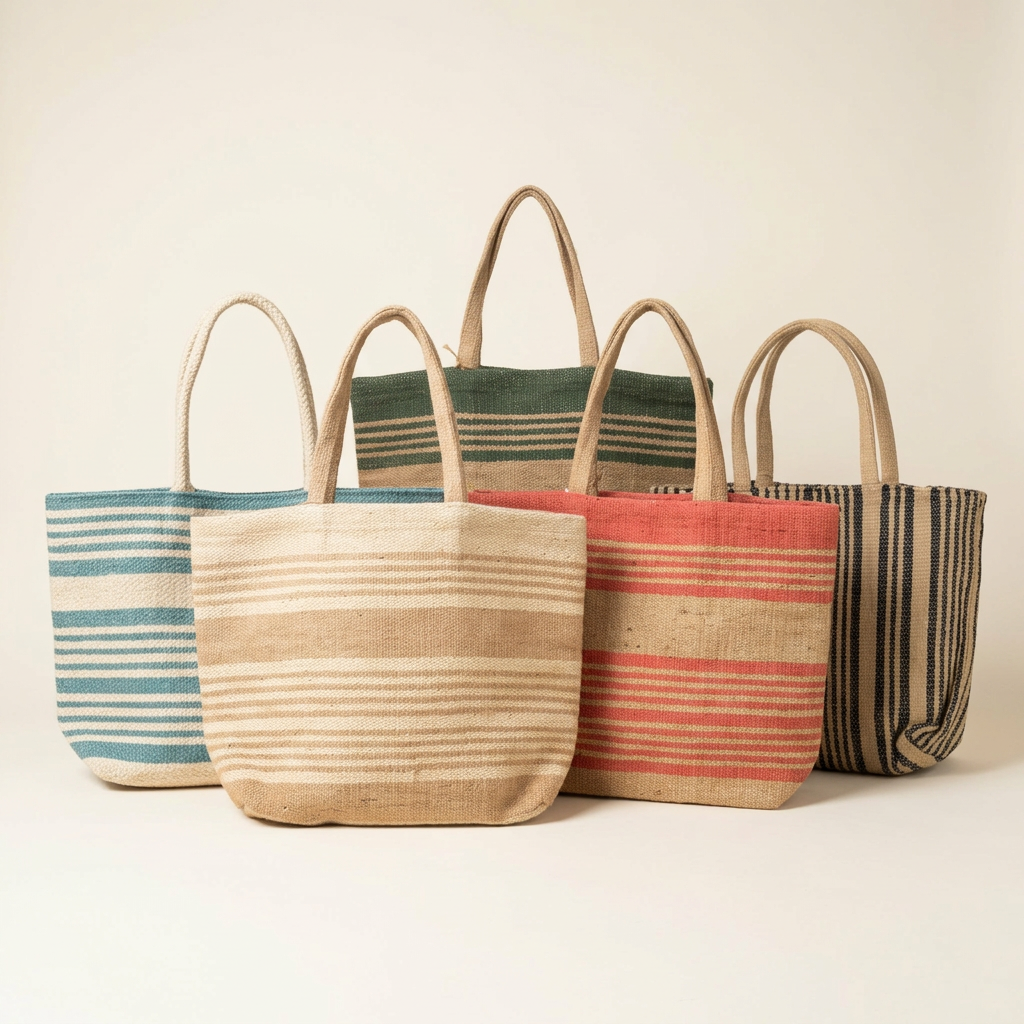 Jute Stripe Shopping Bag