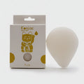 Konjac sponge with packaging featuring a cat illustration on a white background
