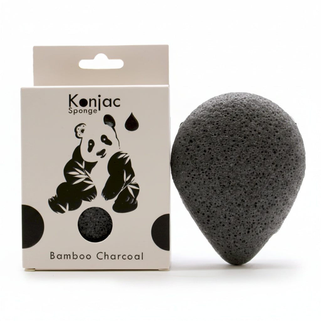 Konjac sponge with packaging on a white background