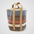 jute storage bags maroon and blue stripe