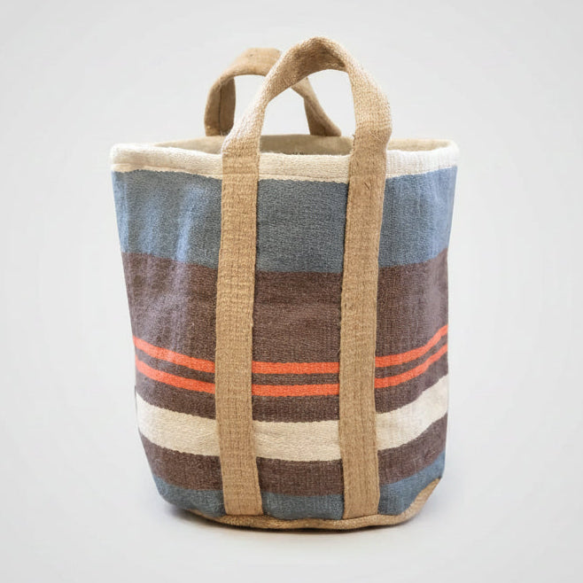 jute storage bags maroon and blue stripe