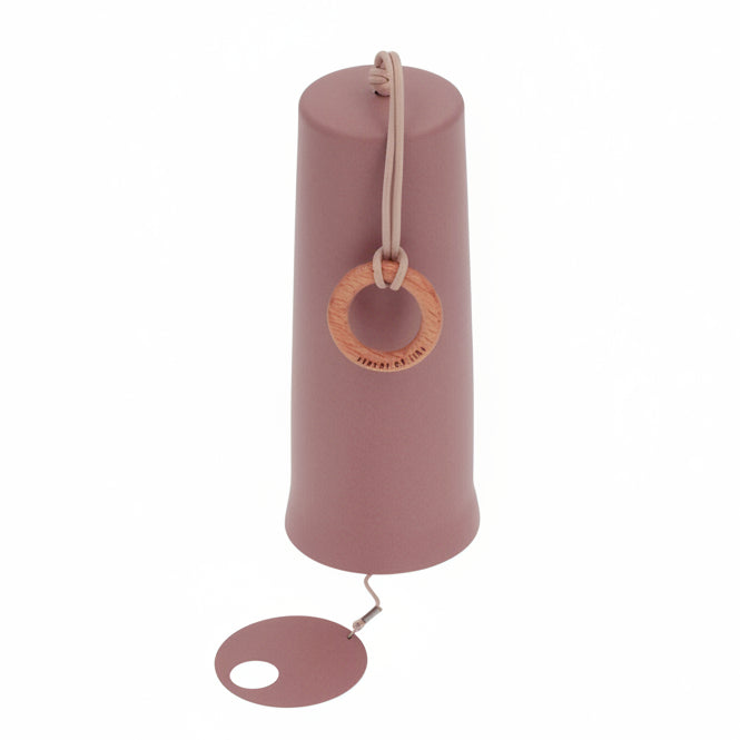 brown wind chime with a wooden ring for hanging