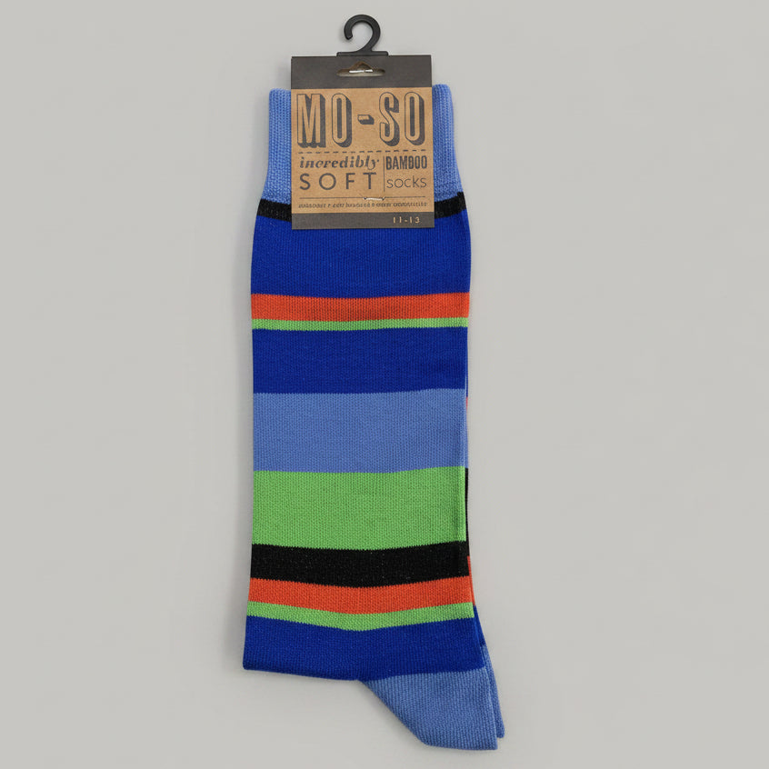 MoSo Bamboo Socks – Blue Stripe UK 11–13 (EU 46–48)