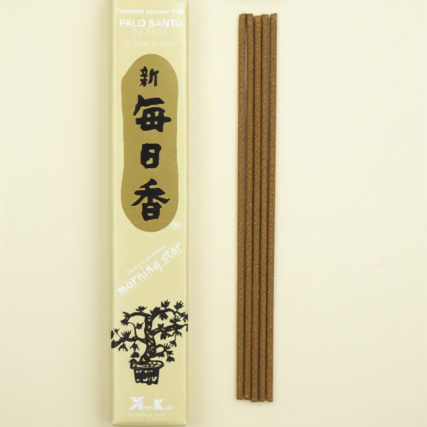Incense sticks with packaging on a cream background