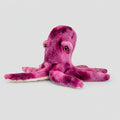 Pink plush octopus toy on a white background