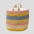 small stiped jute bag beige pastel