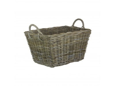 Log Basket - Grey Rattan Rectangle