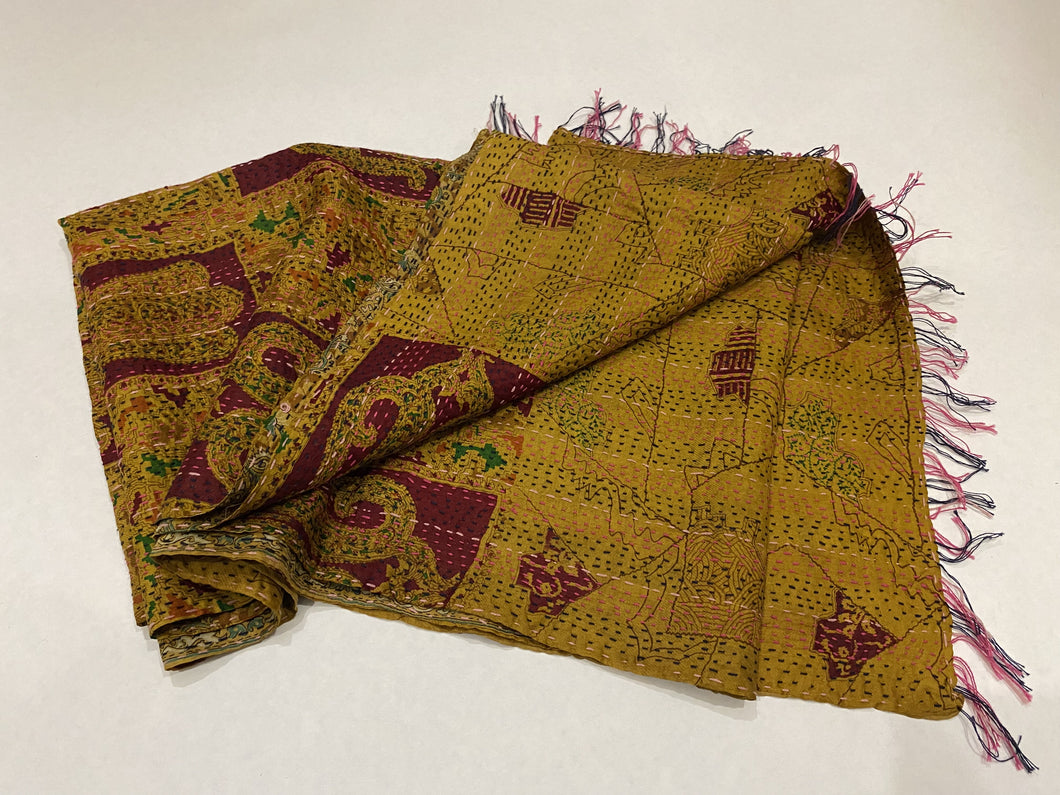 Recycled Silk Sari Scarf Online Yellow/Gold