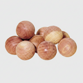 A collection of brown red cedar balls with a rough texture, used for natural moth protection.