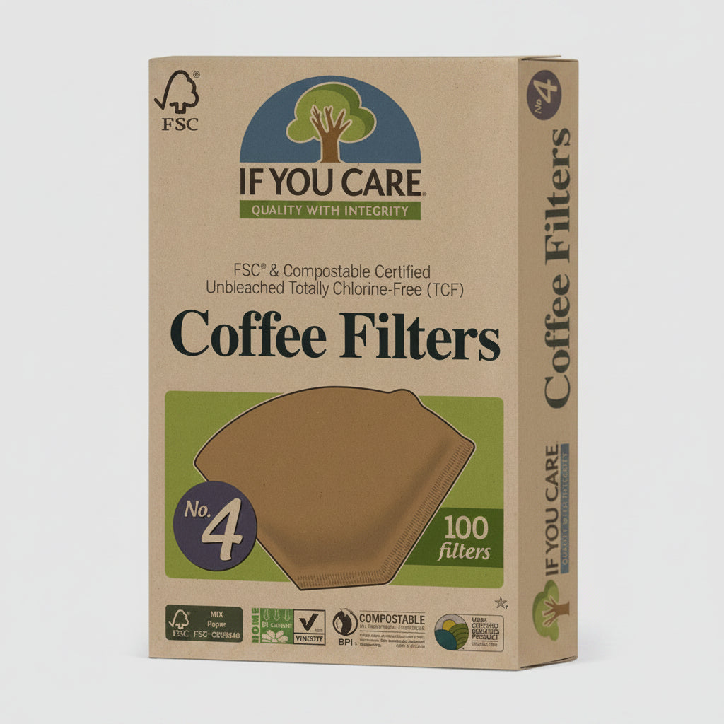 box of 100 coffee filters unbleached