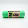 A green compostable kitchen caddy liner roll with the label 'Eco Bag' and '24' indicating the number of bags in the roll, placed against a white background.