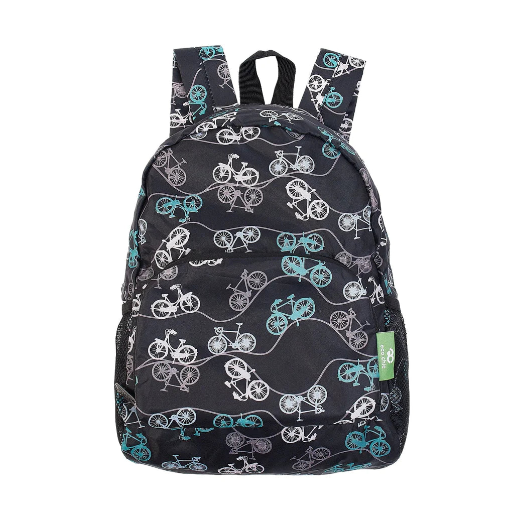 mini black backpack with bike design