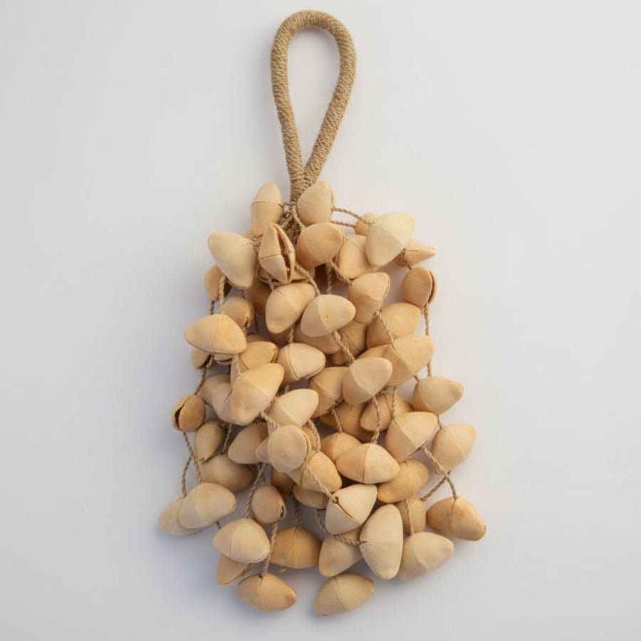 natural seed shaker, a bunch of seed strung together with rope handle