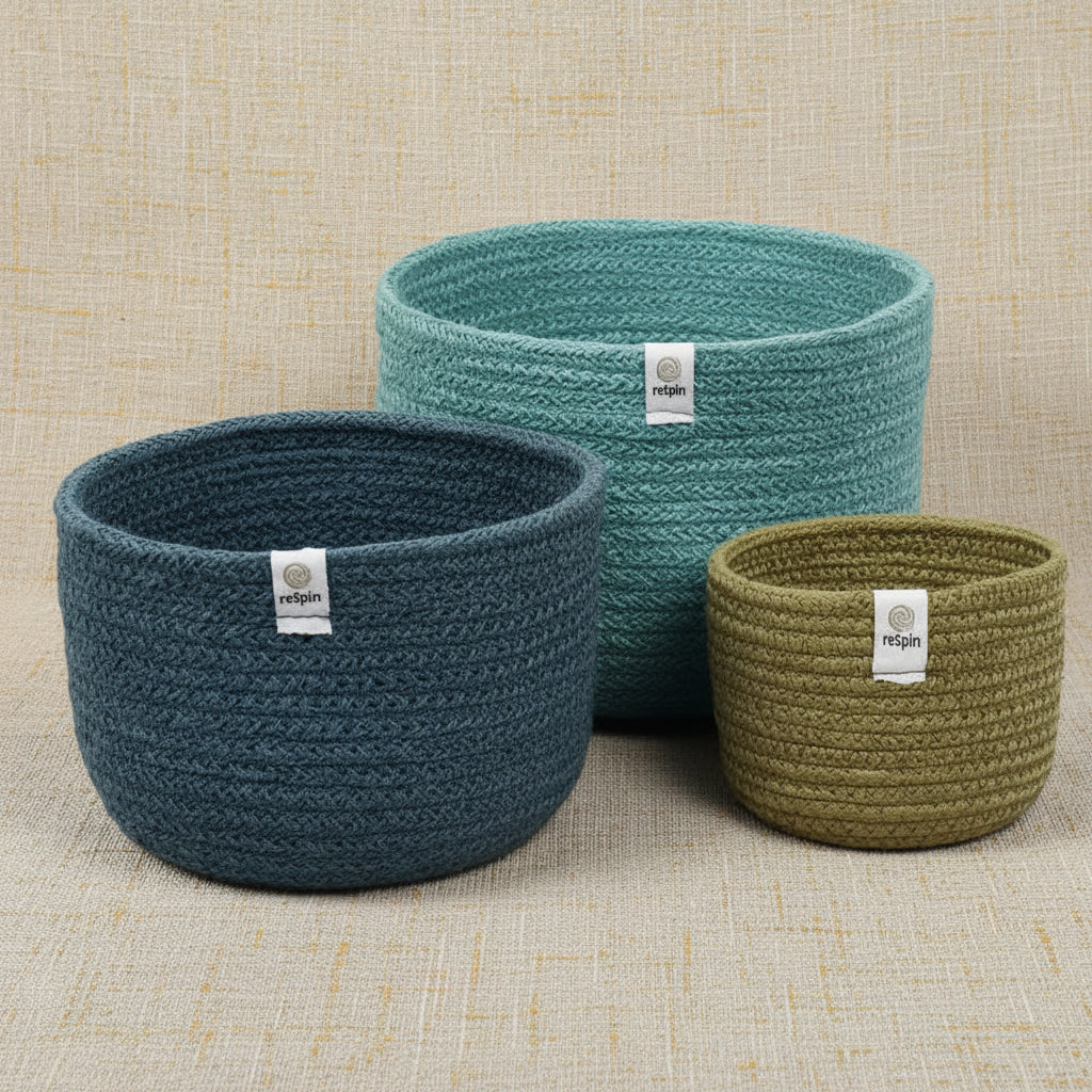 set 3baskets large- blue, medium - dark blue, small- olive