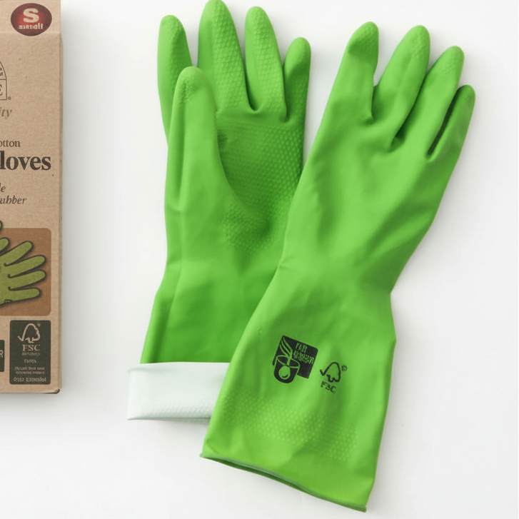 green rubber gloves