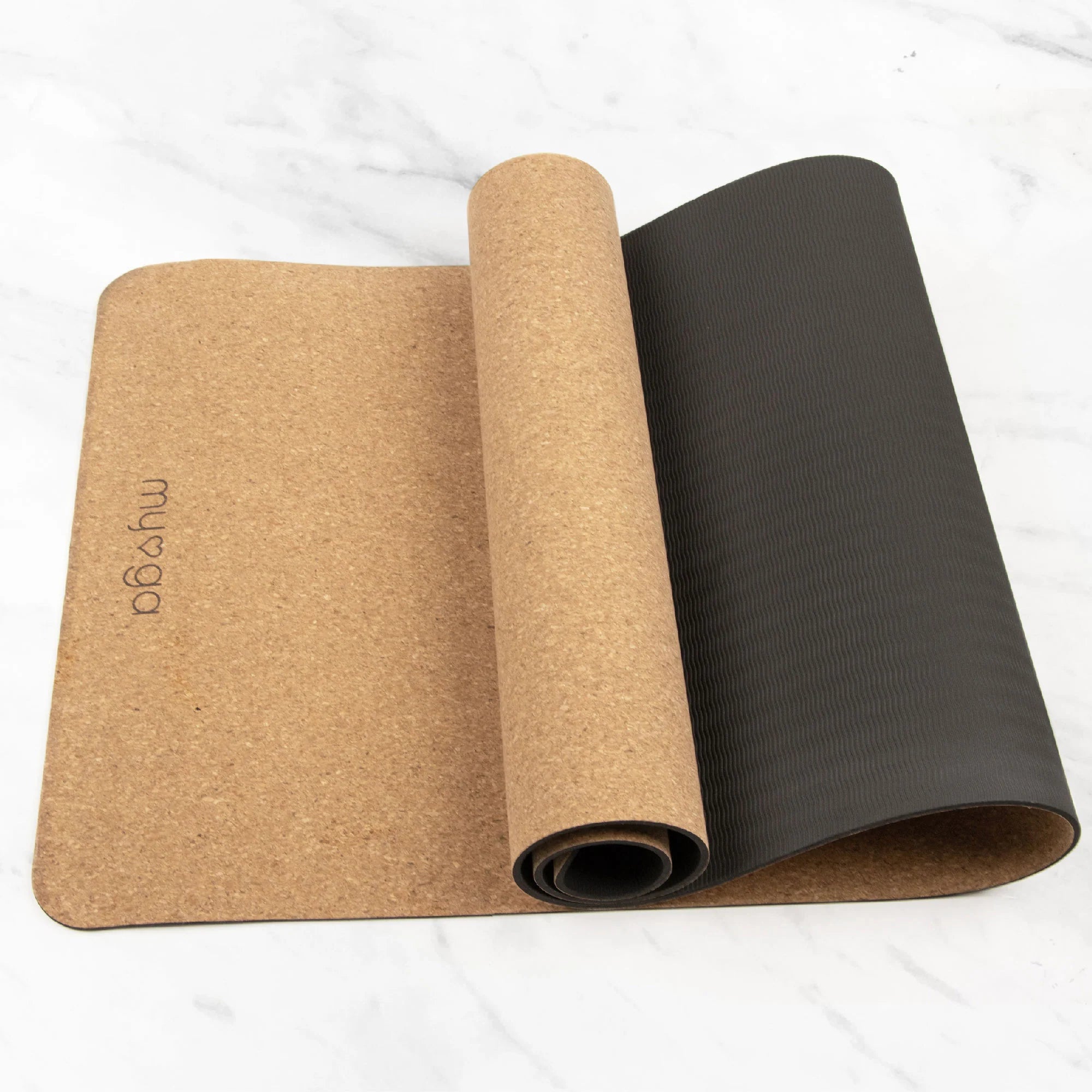 cork yoa mat with rubber backin